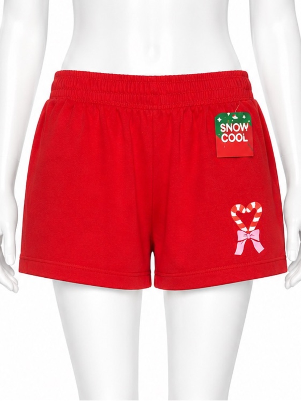 Snow scoop Red Holiday Candy-Cane Bow Lounge Shorts size medium